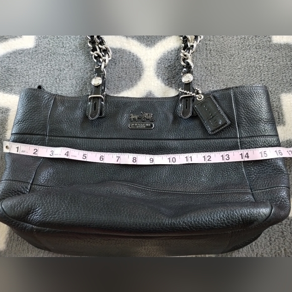 Coach Pebbled Leather Madison Tribeca East West Bag with Chain Strap Handles - Picture 16 of 16